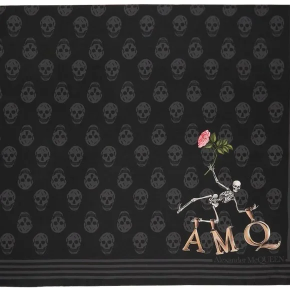 Black Silk Flower Biker Scarf from ALEXANDER MCQUEEN